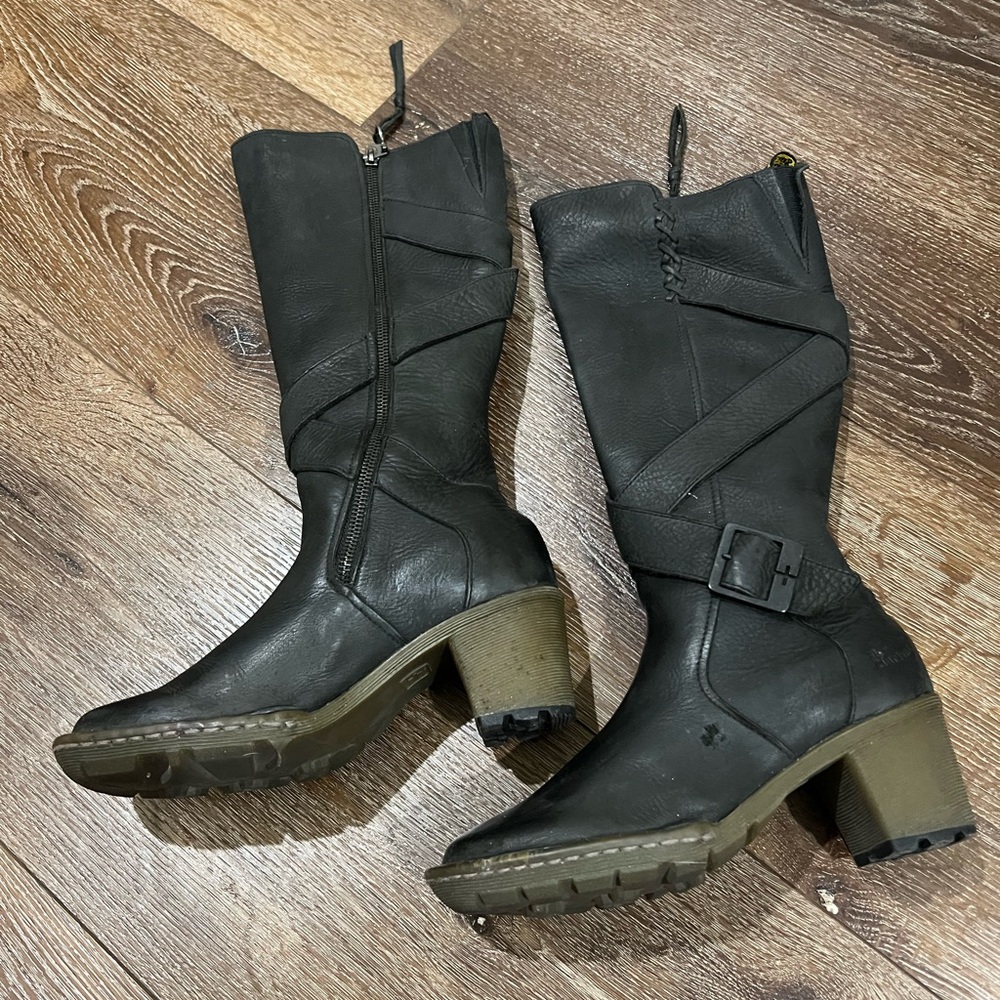 Dr martens heel boots Women's Black Leather size 6 - Picture 2 of 12